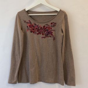 Garnet Hill Women’s Knit Top Shirt Floral